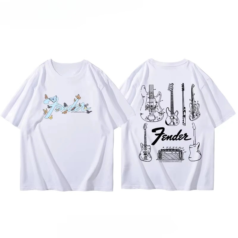Musical Instrument Synthesizer - Summer T-Shirt Fender Electric Guitar Band