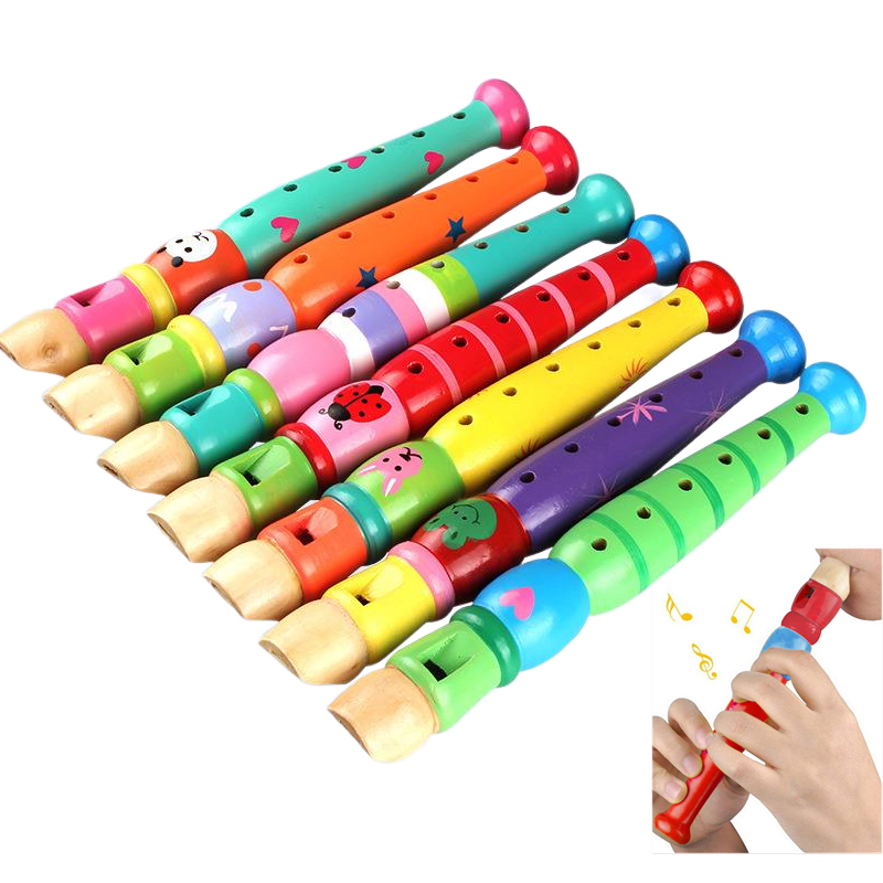 Musical Instrument Drawing - 2pcs Wooden Flute 20cm Colorful Children