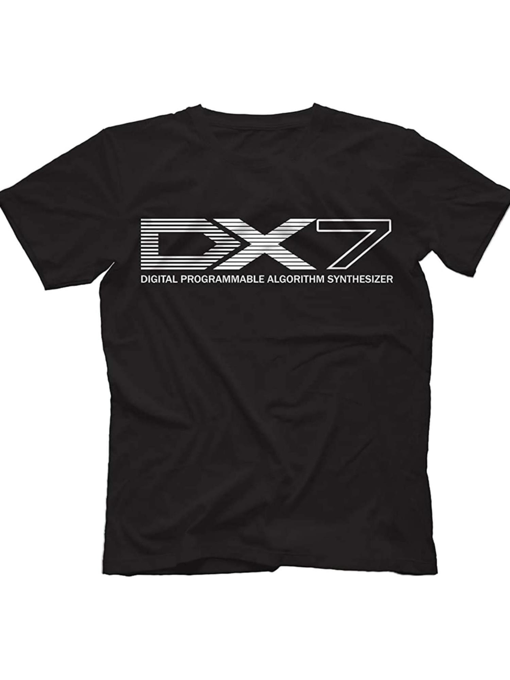 Musical Instrument Synthesizer - The black T-shirt features a graphic